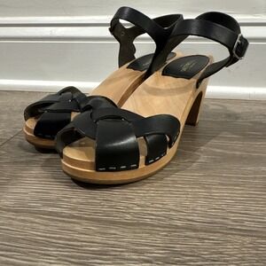 Swedish Hasbeens Women's Merci Leather Crossover Open Toe Sandals Size 7/37